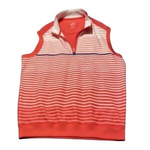 Bobby Jones Red and White Sleeveless Quarter Zip Vest